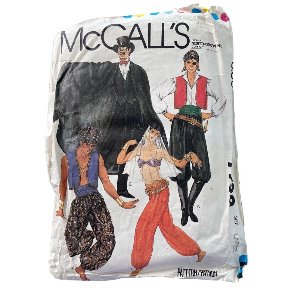80s McCalls 7739 Sewing Pattern Size Large Misses & Mens Costume 1981 Sewing CUT